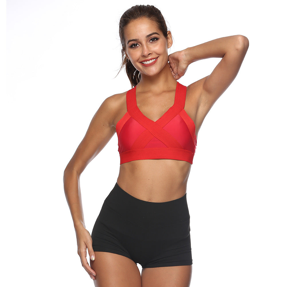 Cross-fitting loose tight band yoga sports bra